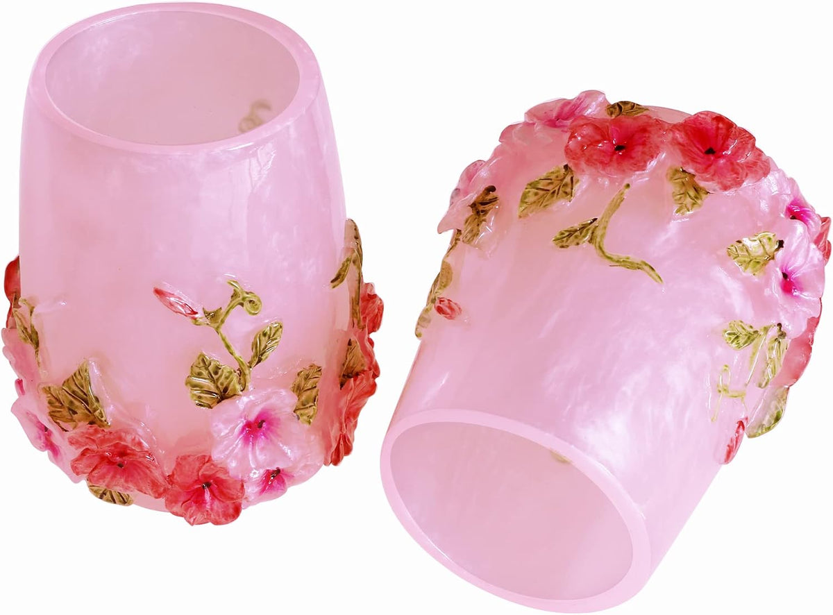 Vintage Pink Bathroom Accessories, 5Piece Bathroom Accessories Set, Bathroom Set Features, Soap Dispenser, Toothbrush Holder, Tumbler & Soap Dish - Bath Gift Set (Pink)