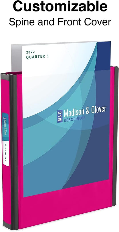 Better View 1-Inch D-Ring Binder, Pink, Clear Overlay