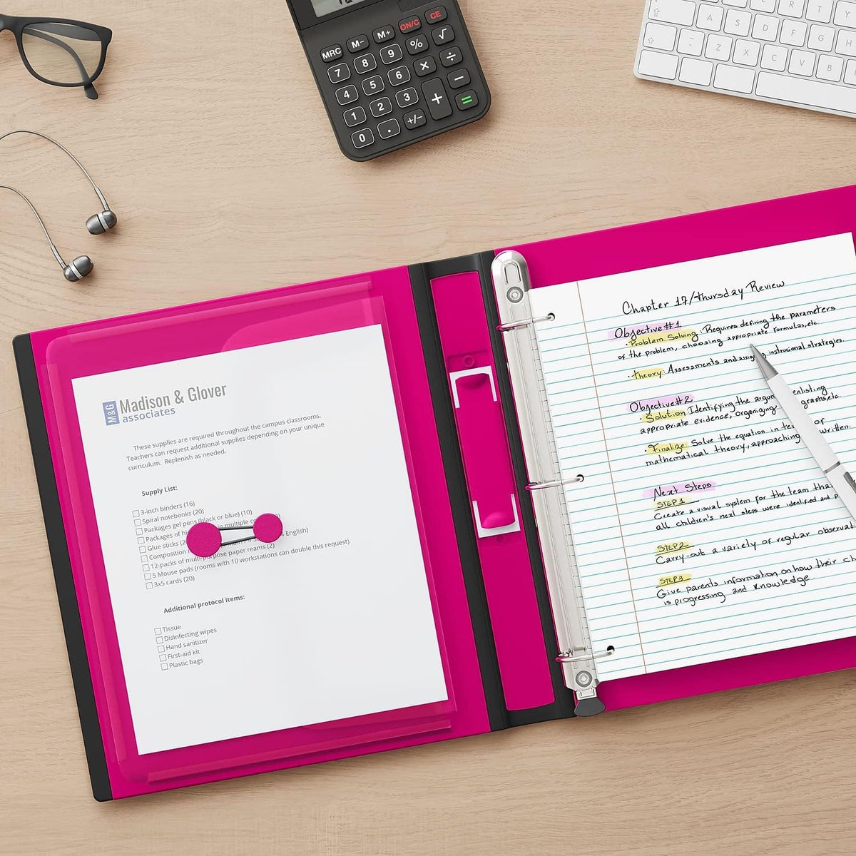 Better View 1-Inch D-Ring Binder, Pink, Clear Overlay