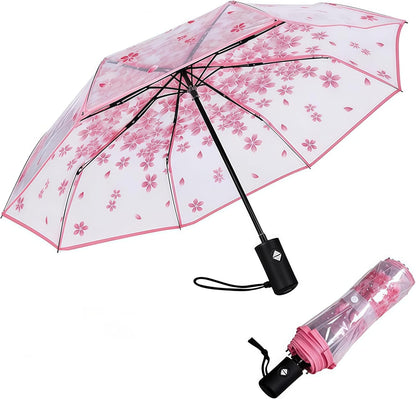 Windproof Travel Umbrella for Adult, Automatic Umbrellas for Rain - Compact Folding Umbrella with UV Protection, Lightweight Portable Design for Backpack/Walking/Car, Sun & Storm Ready