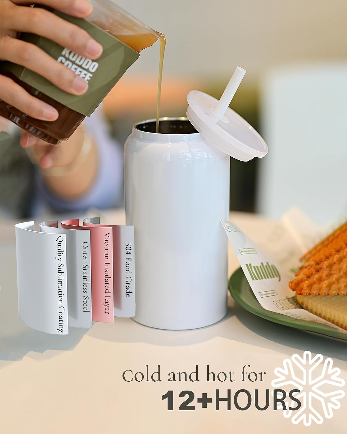 16 oz Sublimatable Tumbler, Insulated Tumbler with Straw