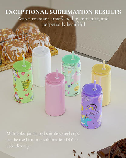 16 oz Sublimatable Tumbler, Insulated Tumbler with Straw