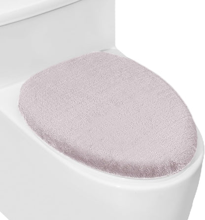 Soft Plush Toilet Lid Cover for Bathroom, Machine Washable Toilet Seat Covers, Fits Most Round Elongated and Oblong Lids, Easy Installation& Cleaning (Bean Paste Pink)