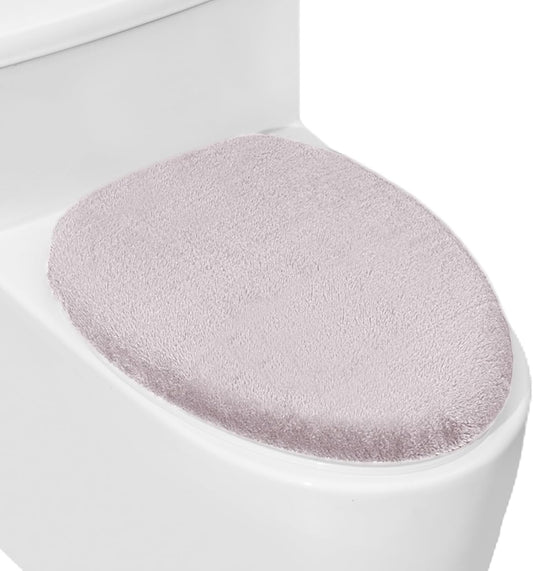 Soft Plush Toilet Lid Cover for Bathroom, Machine Washable Toilet Seat Covers, Fits Most Round Elongated and Oblong Lids, Easy Installation& Cleaning (Bean Paste Pink)