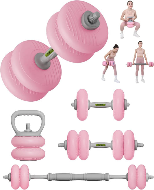 Adjustable Dumbbell Set, 4-in-1 Dumbbell, Kettlebell, Barbell&Plate