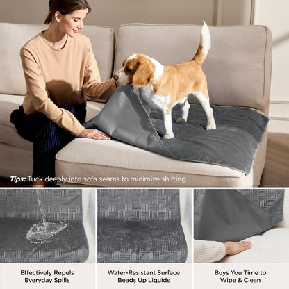 Bedsure Waterproof Bed Cover for Dogs Washable - Waterproof Blanket for Twin Bed Couch Sofa Cozy, Lightweight Furniture Protector for Pet Cat Quick Drying, Ash Grey, 68x82IN