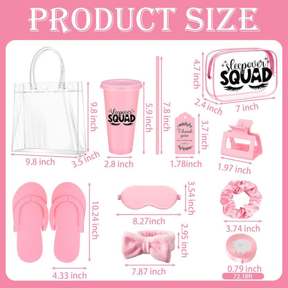 6 Sets/55 Pcs Spa Sleepover Birthday Party Supplies Kit, Pink