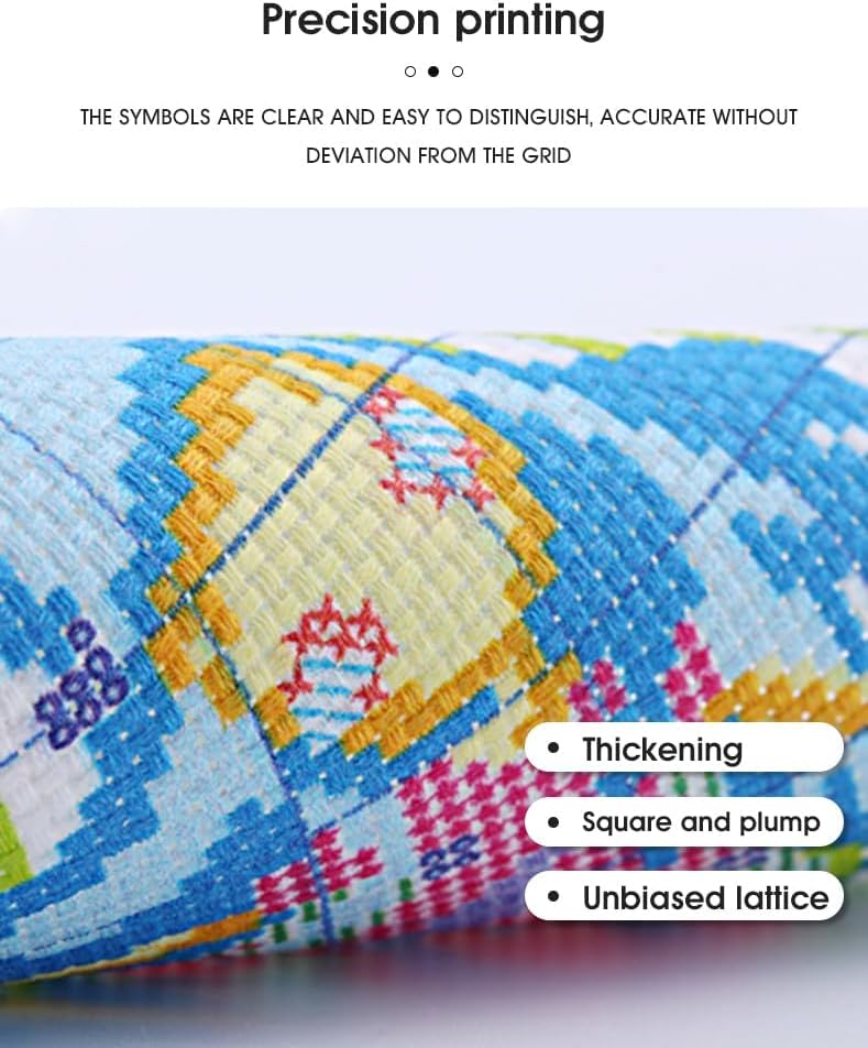 Stamped Cross Stitch Kits - Colorful Printed Cross Stitch Kits for Adults Beginners,Embroidery Kits Printed Stitching Patterns Needlepoint Art Crafts for Home Deco - Pink Flowers 12.9×13.2 in