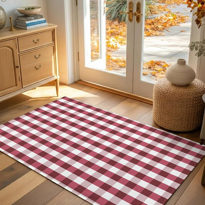 Non Slip Bath Mat for Bathroom Floor Tub, Classic Pink White Buffalo Checker Bathroom Rug Water Absorbent Soft Shaggy Rugs Indoor Doormats Geometric Square Art Lattice Plaid Mats,16x24in