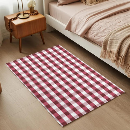 Non Slip Bath Mat for Bathroom Floor Tub, Classic Pink White Buffalo Checker Bathroom Rug Water Absorbent Soft Shaggy Rugs Indoor Doormats Geometric Square Art Lattice Plaid Mats,16x24in