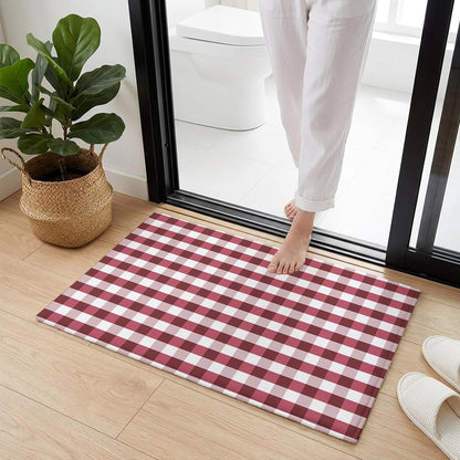 Non Slip Bath Mat for Bathroom Floor Tub, Classic Pink White Buffalo Checker Bathroom Rug Water Absorbent Soft Shaggy Rugs Indoor Doormats Geometric Square Art Lattice Plaid Mats,16x24in