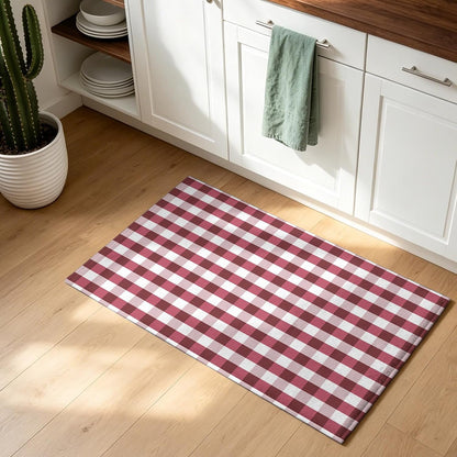 Non Slip Bath Mat for Bathroom Floor Tub, Classic Pink White Buffalo Checker Bathroom Rug Water Absorbent Soft Shaggy Rugs Indoor Doormats Geometric Square Art Lattice Plaid Mats,16x24in