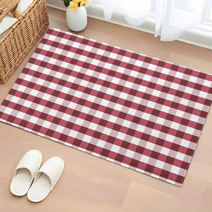 Non Slip Bath Mat for Bathroom Floor Tub, Classic Pink White Buffalo Checker Bathroom Rug Water Absorbent Soft Shaggy Rugs Indoor Doormats Geometric Square Art Lattice Plaid Mats,16x24in