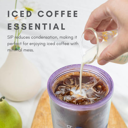 24oz Plastic Tumbler Cup, Lid & Straw, Iced Coffee, Mandala Pink