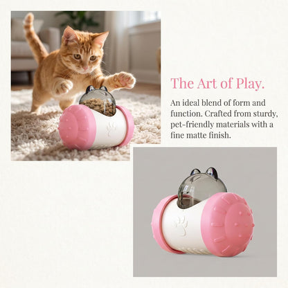 Interactive Pet Tumbler Toy Self-Balancing Slow Feeder for Cats and Dogs Durable ABS Food Dispenser with Rolling Wheels-Pink