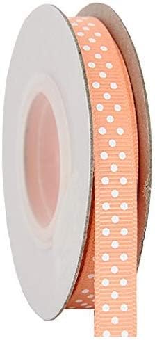 Peach Grosgrain Dot Ribbon - 3/8" x 10 yd | White-dot printed grosgrain ribbon - perfect for bows, hair clips, gift wrapping & DIY decorations