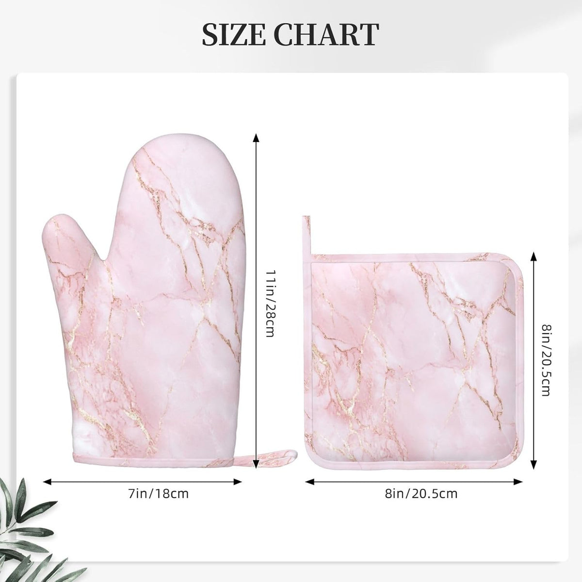 Oven Mitts and Pot Holders Light Pink Marble Art Silicone Kitchen Accessories Set of 2 Heat Resistant Long Gloves Potholder Non-Slip Grip for Chef Cooking,Baking,Grilling,BBQ