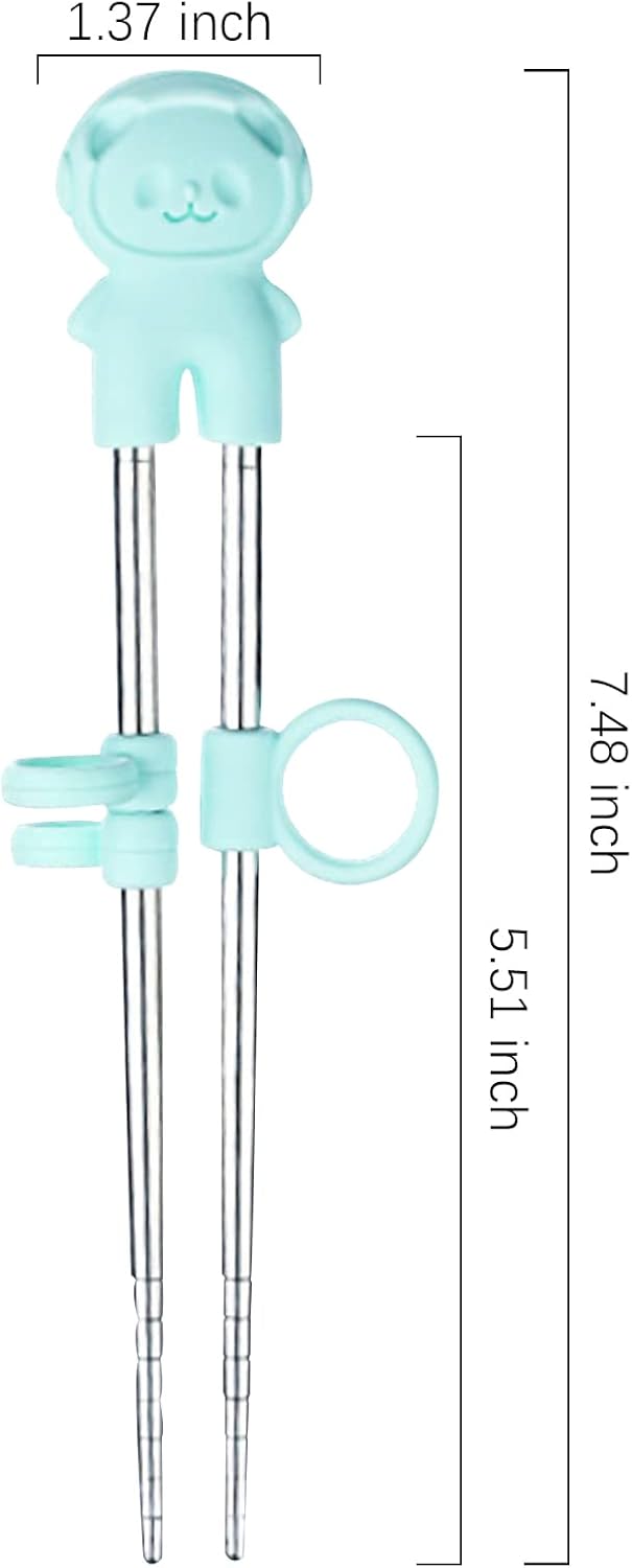 2 Pairs training chopsticks Learning Chopstick Helper Reusable Stainless Steel for Beginner Chopsticks Pink & Blue