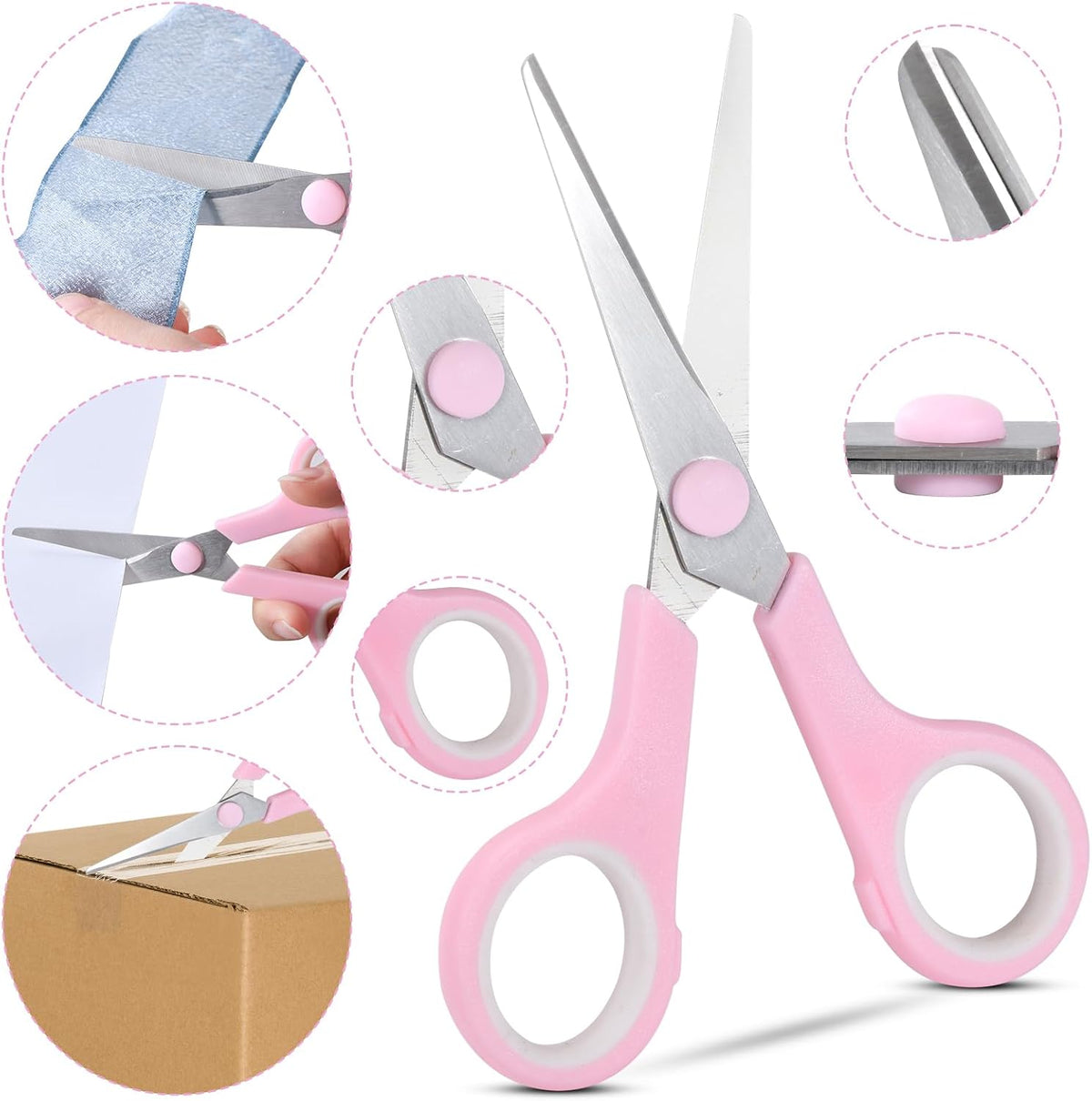 Pink Scissors, 5.5" All Purpose Scissor for Home and School (3 Pack)