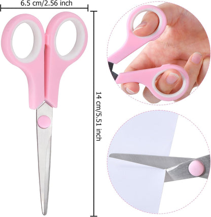 Pink Scissors, 5.5" All Purpose Scissor for Home and School (3 Pack)