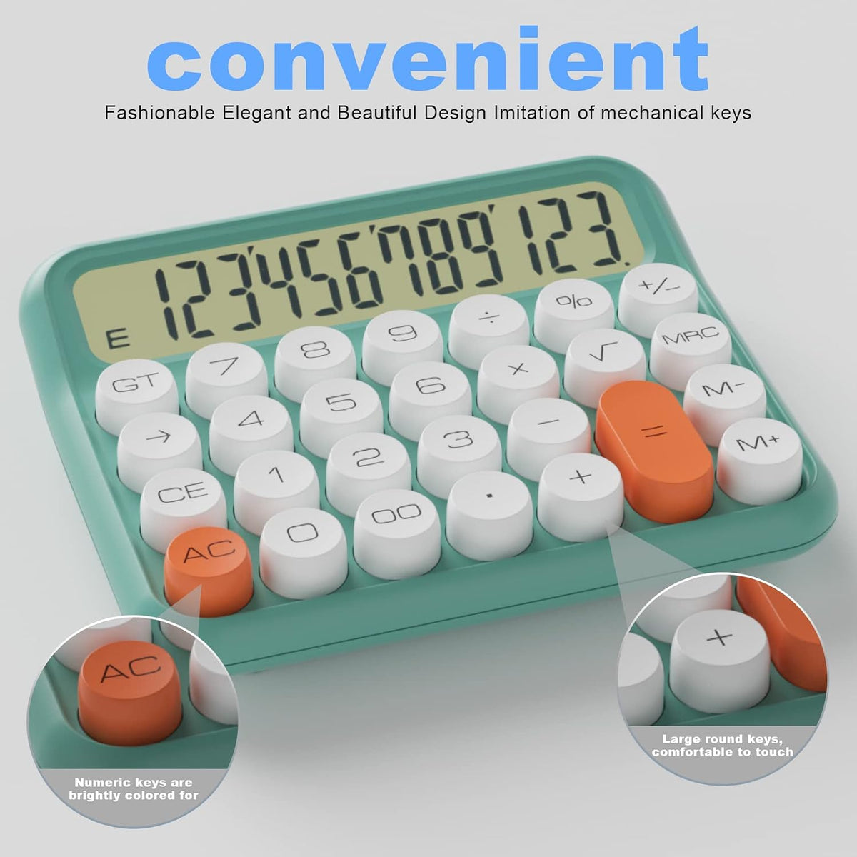 Battery Desk Calculator - 12 Digit, Extra Large 5-Inch LCD Display, Big Buttons, 15 Tilt Screen, Kids Calculator (Pink)