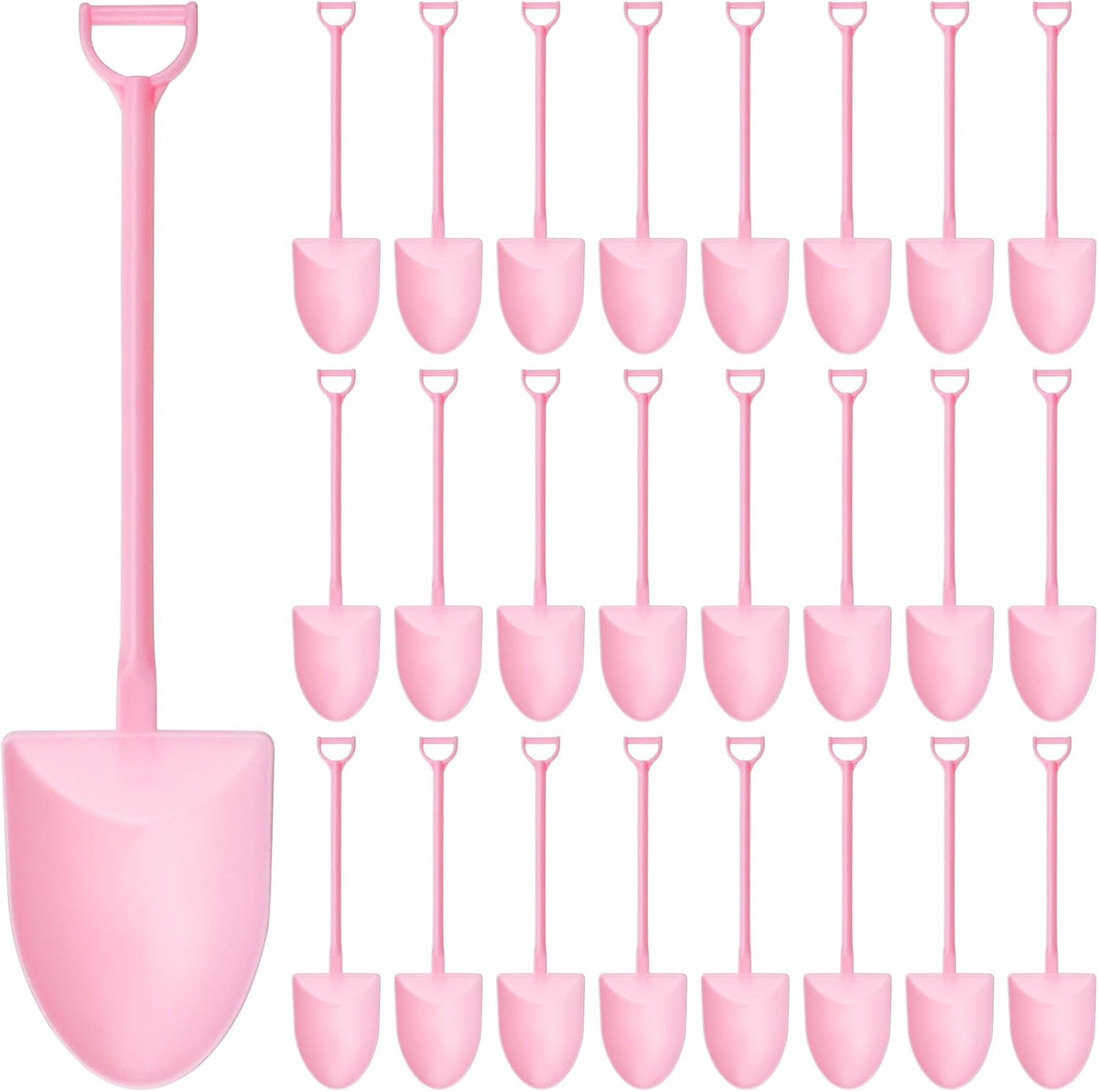100PCS Mini Shovel Spoons for Desserts, Shovels Pudding Yogurt Spoons for Family or Party Cute Disposable Plastic Dessert (Pink)