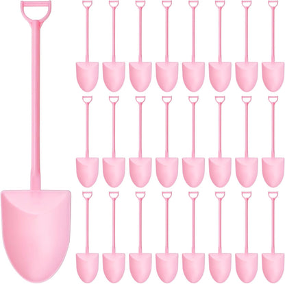 100PCS Mini Shovel Spoons for Desserts, Shovels Pudding Yogurt Spoons for Family or Party Cute Disposable Plastic Dessert (Pink)