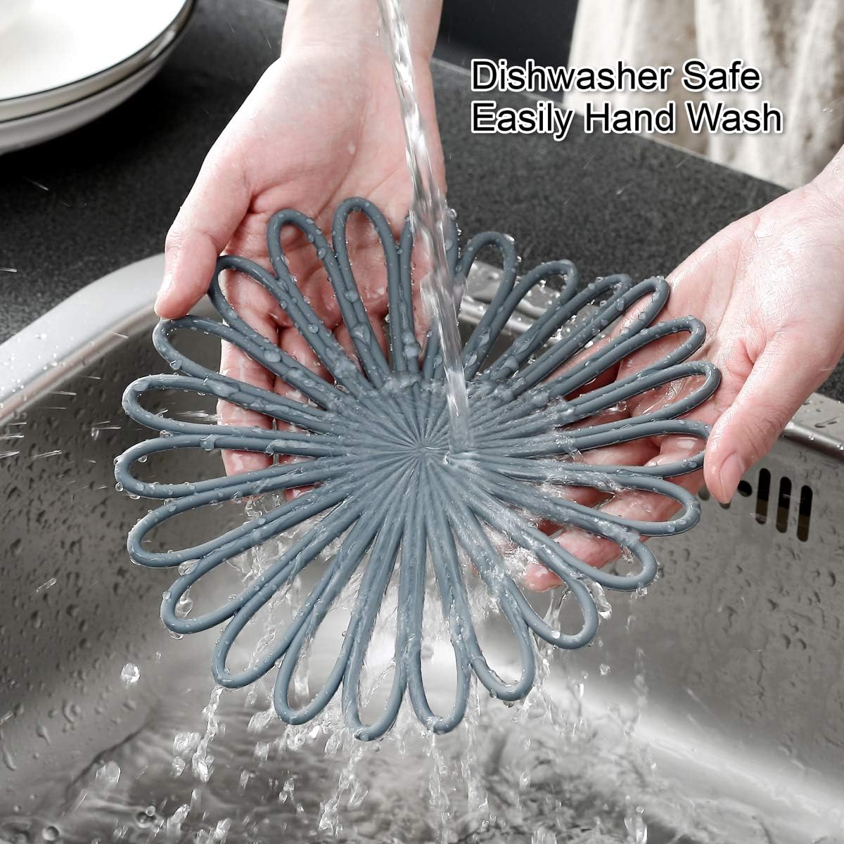 Set of 3 Silicone Trivet Mat - Table & Countertop Hot Pads - Non-Slip & Heat Resistant Modern Kitchen Pads for Pots & Pans, Pink