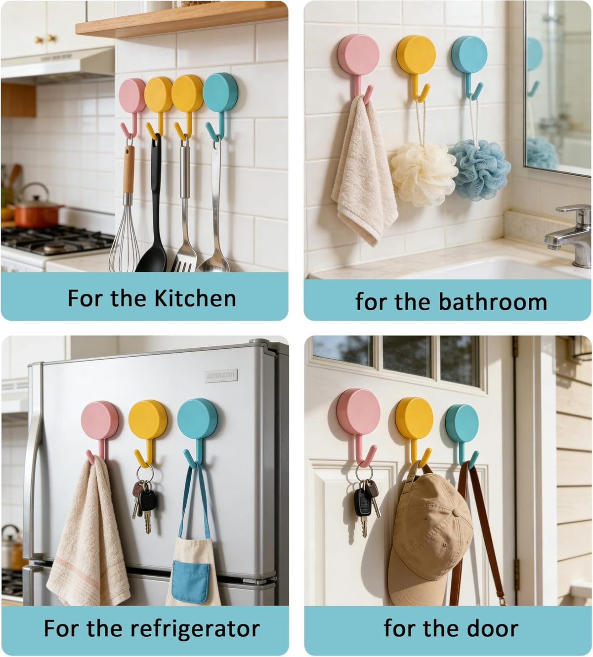 Set of 10 Wall Hooks for Hanging Heavy Duty 5 lbs,Pink Hooks for Walls String Light Hooks and Hat Hooks for Kitchen Curtain Towel Hook for Bathrooms Living Room Key Hook Coat Hook for Walls No Damage.