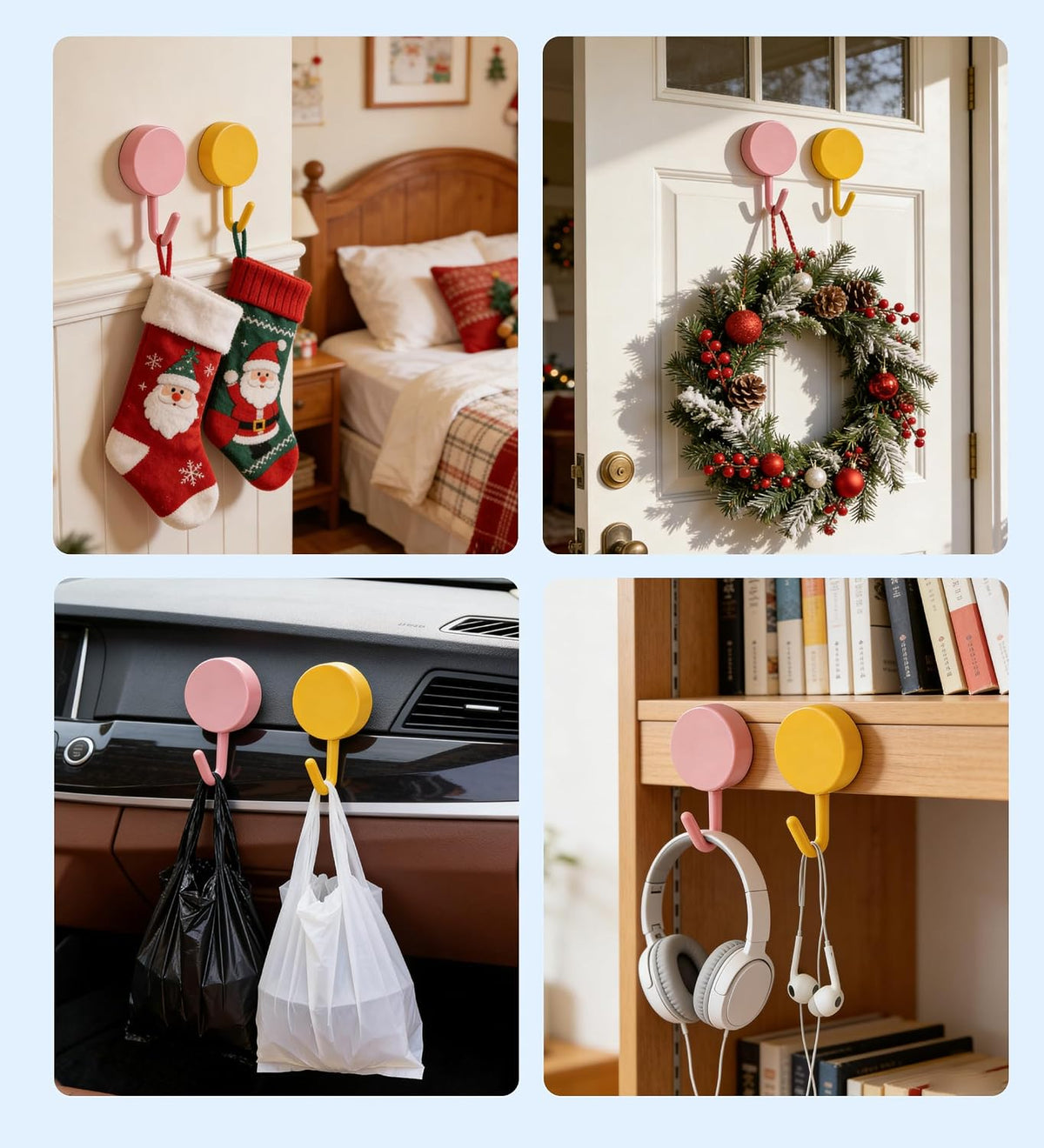 Set of 10 Wall Hooks for Hanging Heavy Duty 5 lbs,Pink Hooks for Walls String Light Hooks and Hat Hooks for Kitchen Curtain Towel Hook for Bathrooms Living Room Key Hook Coat Hook for Walls No Damage.