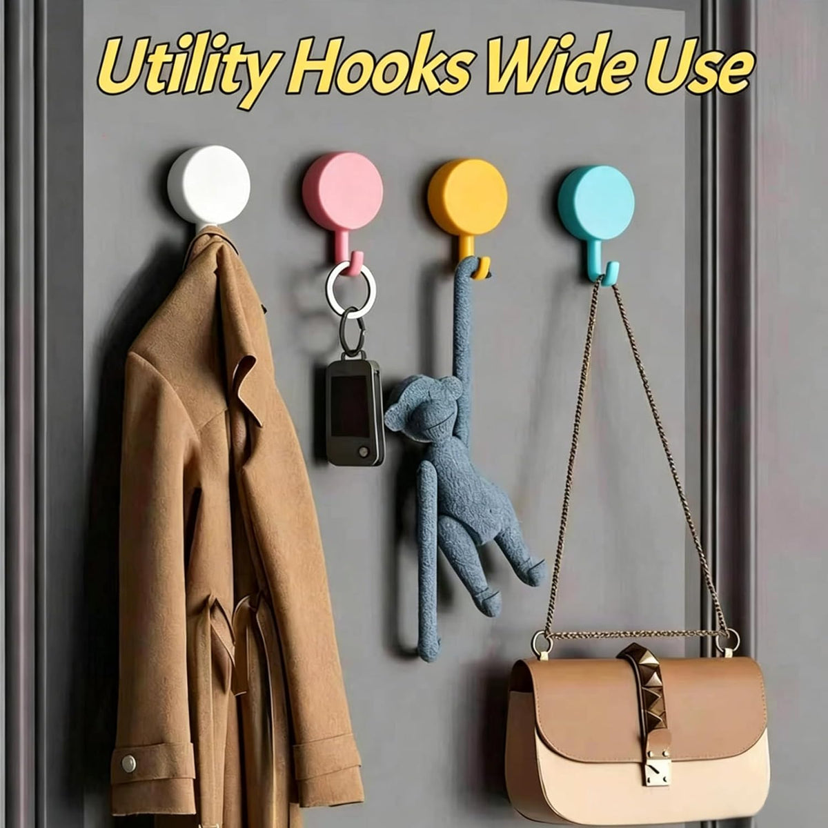 Set of 10 Wall Hooks for Hanging Heavy Duty 5 lbs,Pink Hooks for Walls String Light Hooks and Hat Hooks for Kitchen Curtain Towel Hook for Bathrooms Living Room Key Hook Coat Hook for Walls No Damage.