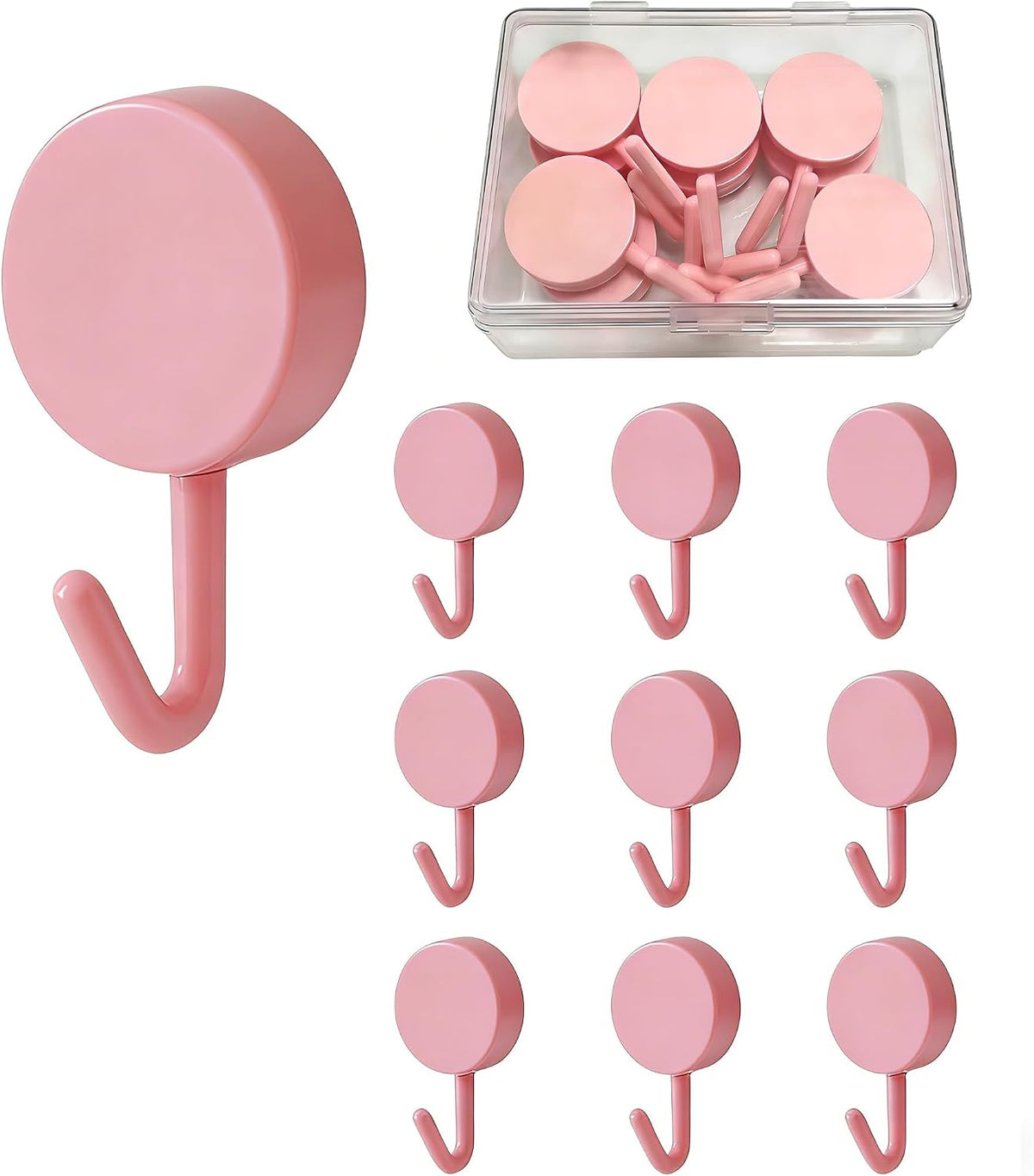 Set of 10 Wall Hooks for Hanging Heavy Duty 5 lbs,Pink Hooks for Walls String Light Hooks and Hat Hooks for Kitchen Curtain Towel Hook for Bathrooms Living Room Key Hook Coat Hook for Walls No Damage.