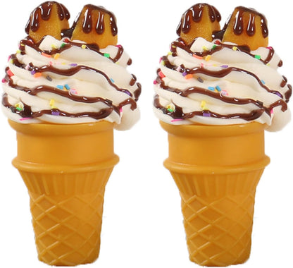 2PCS Realistic Fake Ice Cream Cones Prop with Peach
