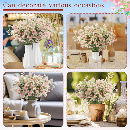 12 Pcs Artificial Baby's Breath Faux Gypsophila Flowers,Light Pink