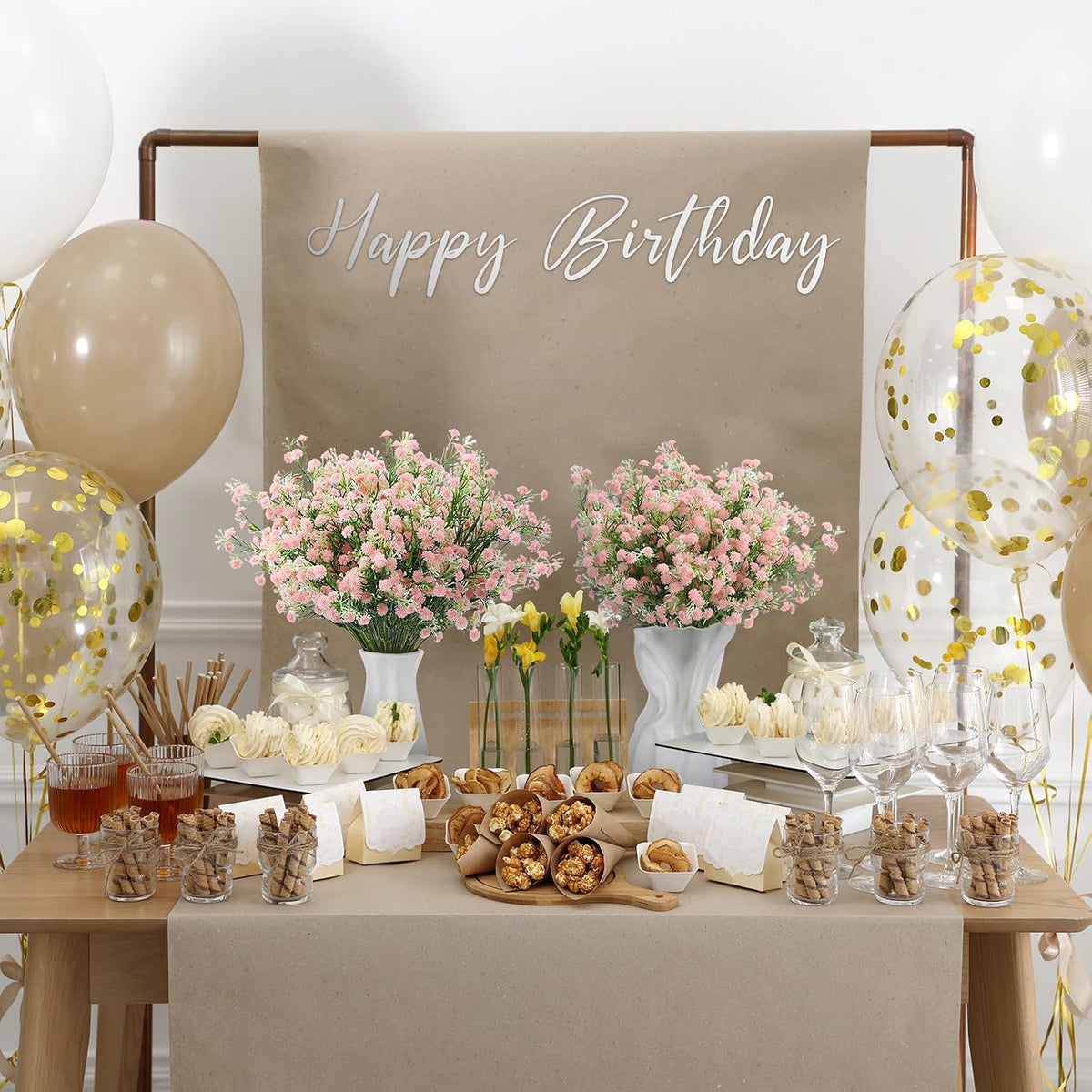 12 Pcs Artificial Baby's Breath Faux Gypsophila Flowers,Light Pink