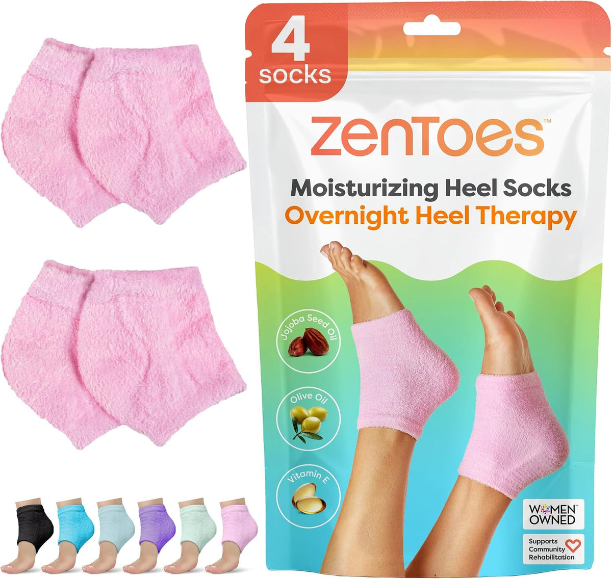 Moisturizing Heel Socks for Dry Cracked Heels, 2 Pairs