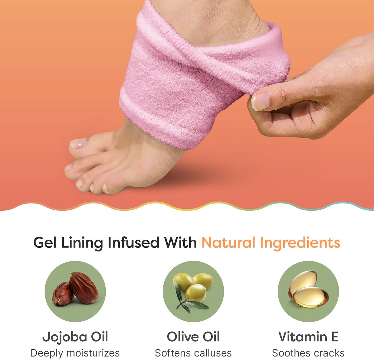 Moisturizing Heel Socks for Dry Cracked Heels, 2 Pairs