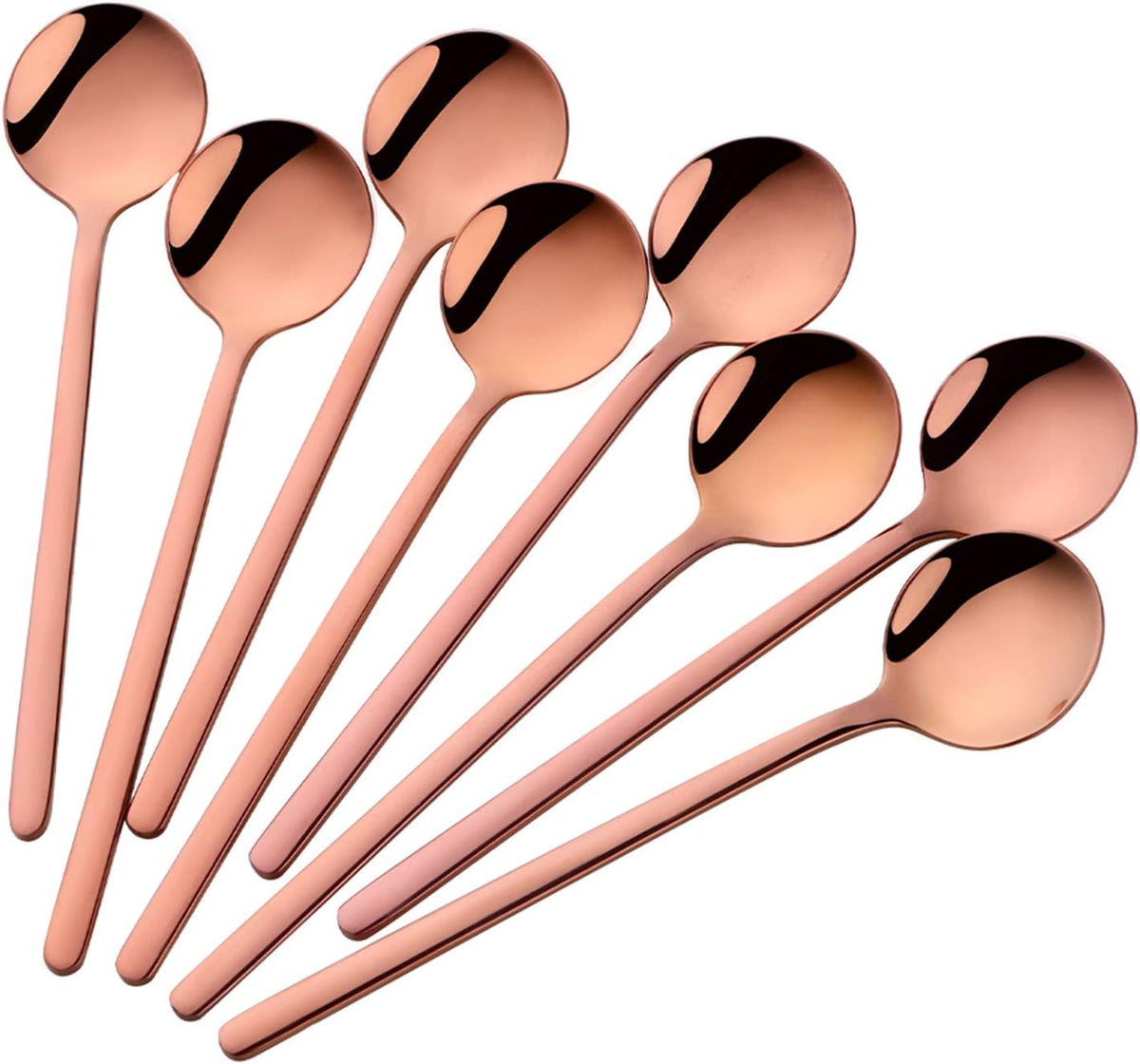 Cute Small Coffee Spoons Set of 8, 18/10 Stainless Steel Rose Gold Demitasse Spoons for Tea, Dessert, Appetizer, 5.1-inch