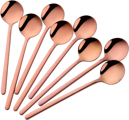 Cute Small Coffee Spoons Set of 8, 18/10 Stainless Steel Rose Gold Demitasse Spoons for Tea, Dessert, Appetizer, 5.1-inch