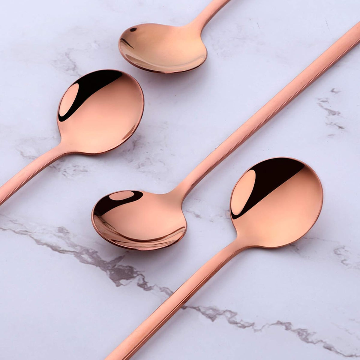 Cute Small Coffee Spoons Set of 8, 18/10 Stainless Steel Rose Gold Demitasse Spoons for Tea, Dessert, Appetizer, 5.1-inch