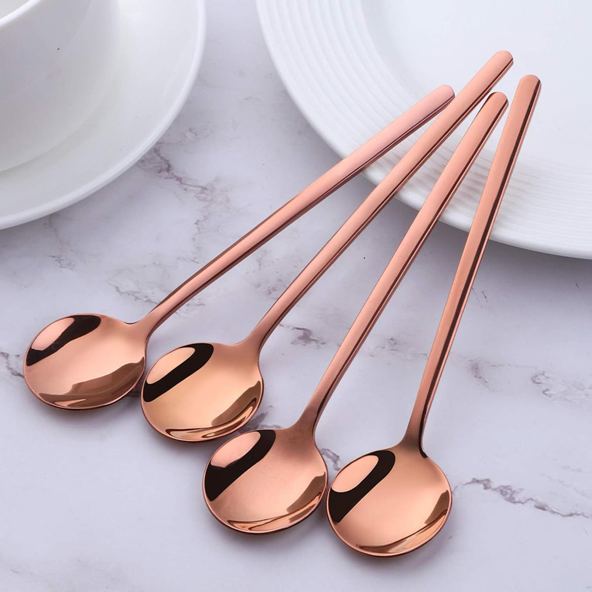 Cute Small Coffee Spoons Set of 8, 18/10 Stainless Steel Rose Gold Demitasse Spoons for Tea, Dessert, Appetizer, 5.1-inch