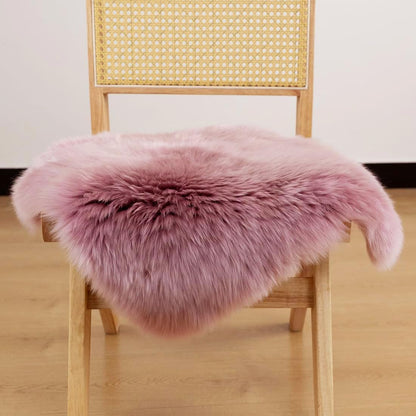 Sheepskin Chair Covers Office Chair Cushion Dining Room Chair Pads Desk Chair Seat Cushion for Computer Fur Area Rugs for Living Room 18x18 Inch (Pack of 1), Light Pink