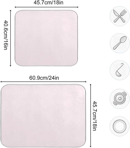 Blush Pink Small Dish Drying Mat Xl for Dishes Kitchen Accessories Counter Microfiber Dish Drainer Pad Heat Resistant Mat Decor 16x18 Inch