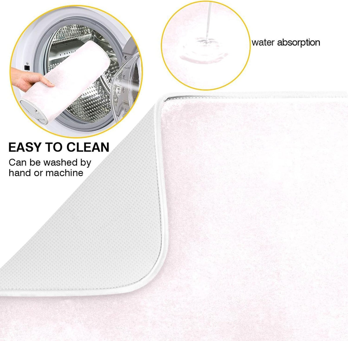 Blush Pink Small Dish Drying Mat Xl for Dishes Kitchen Accessories Counter Microfiber Dish Drainer Pad Heat Resistant Mat Decor 16x18 Inch