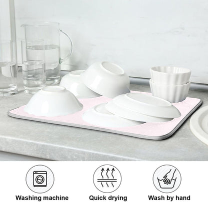 Blush Pink Small Dish Drying Mat Xl for Dishes Kitchen Accessories Counter Microfiber Dish Drainer Pad Heat Resistant Mat Decor 16x18 Inch