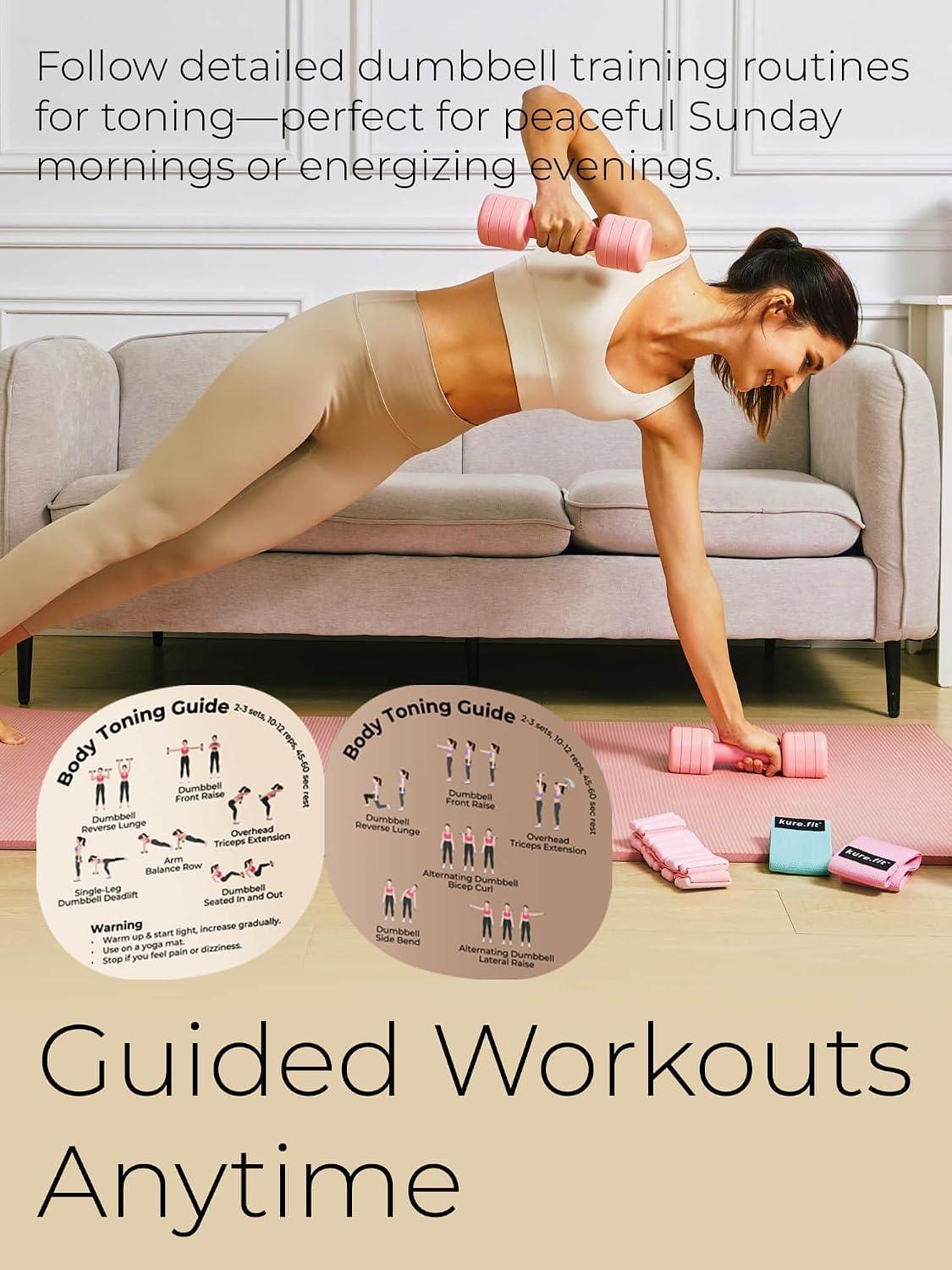 One-Twist Adjustable Dumbbell Set | 2LB 3LB 4LB 5LB Hand Weights for Women