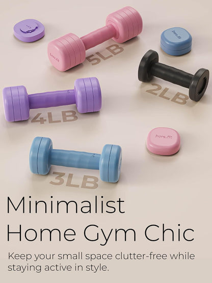One-Twist Adjustable Dumbbell Set | 2LB 3LB 4LB 5LB Hand Weights for Women
