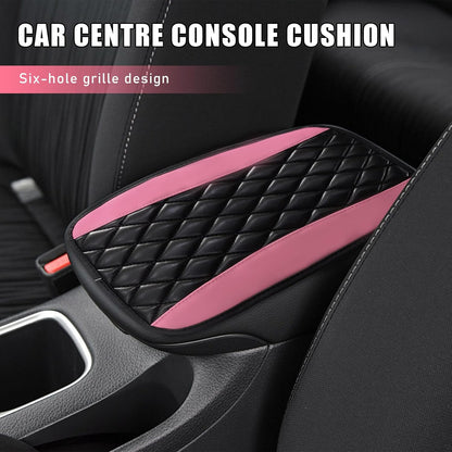 Car Center Console Cushion Pad, PU Leather Cover, Pink