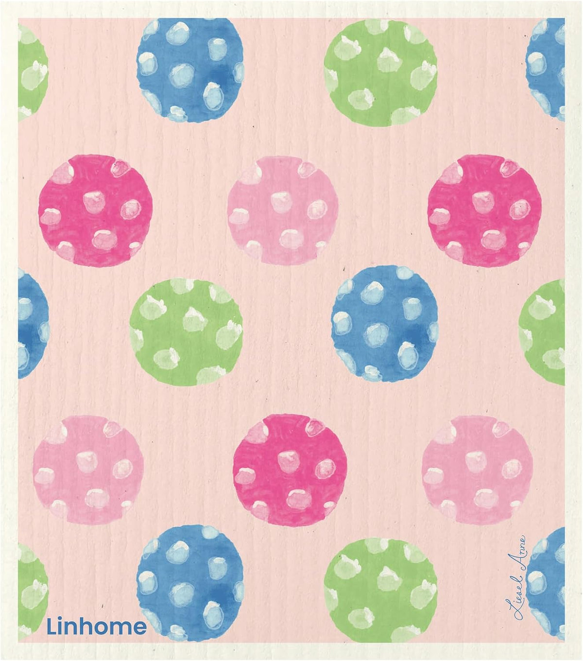 Pickleball Swedish Dishcloth, Reusable Paper Towel, Super Absorbent Cellulose Sponge, Pickleball Pattern, Washable Kitchen Cleaning Cloth (2, Pink & Blue Match)