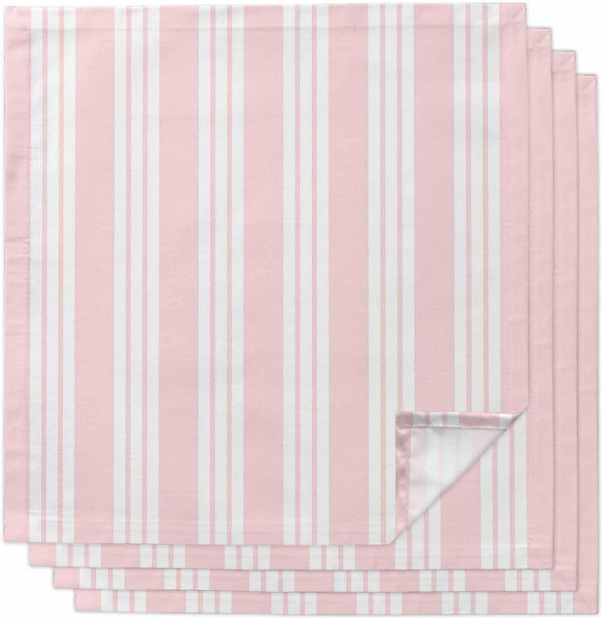 Striped Pink Cloth Napkins Set of 4, Holiday Napkins for Baby Shower, Farmhouse Line Stripes Classic Washable Reusable Dinner Napkin for Cocktail Wedding Party, 20 x 20 Inch